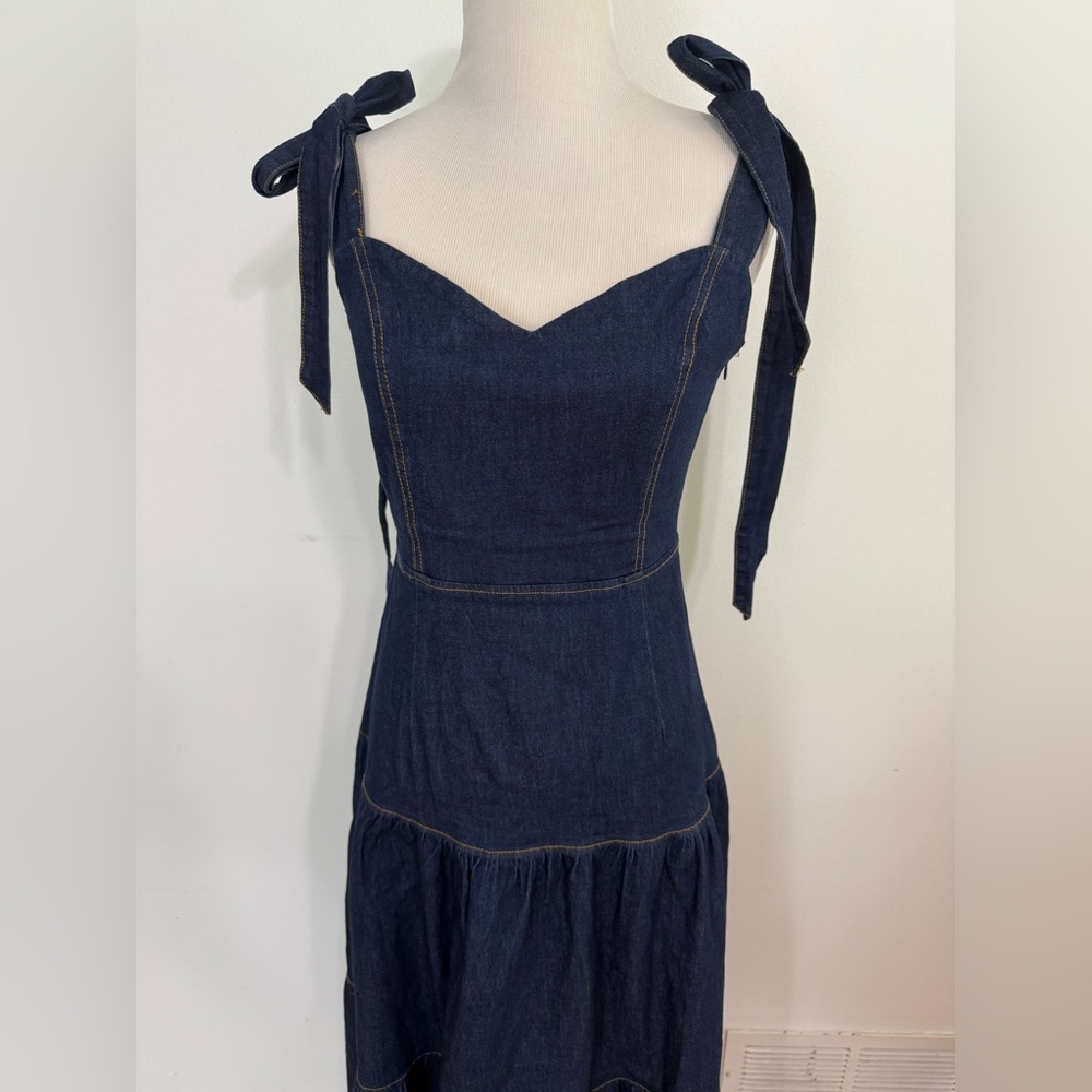 NWT FASHION NOVA Imelda Denim Maxi Dress - Dark Wash - Picture 6 of 8